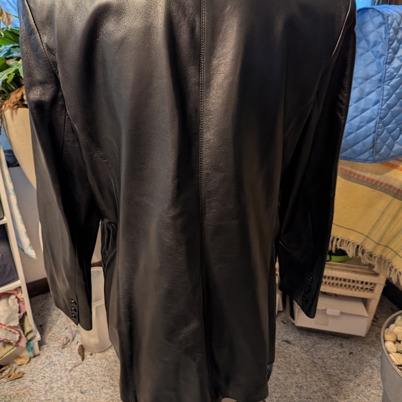 NWOT Linda Allard Ellen Tracy Blk Leather One Button Blazer Sz 12R - Picture 5 of 7